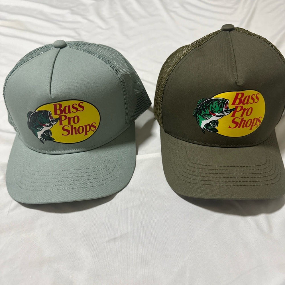 Bass Pro Shops Gray and Green Trucker Hats